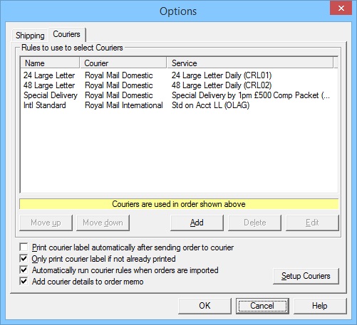 Courier Rule Setup 2