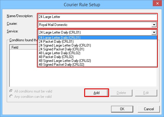 Courier Setup New Rule