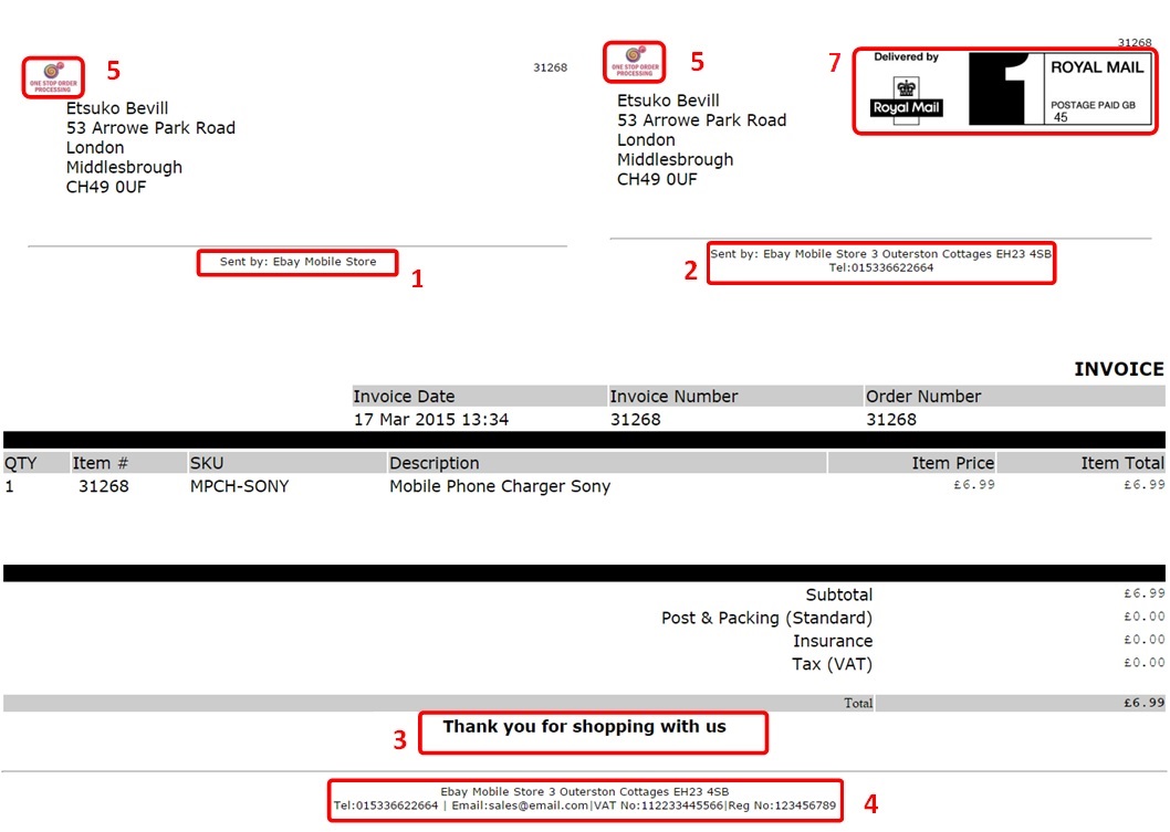 Numbered Invoice