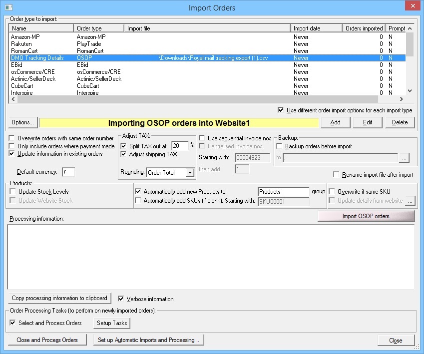 OSOP DMO Order Import