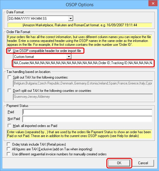 OSOP Import Options