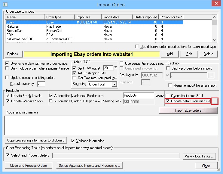 Import Dialog Product details