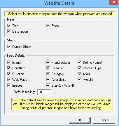 Setting up stock control