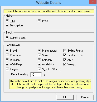 Product Import Options