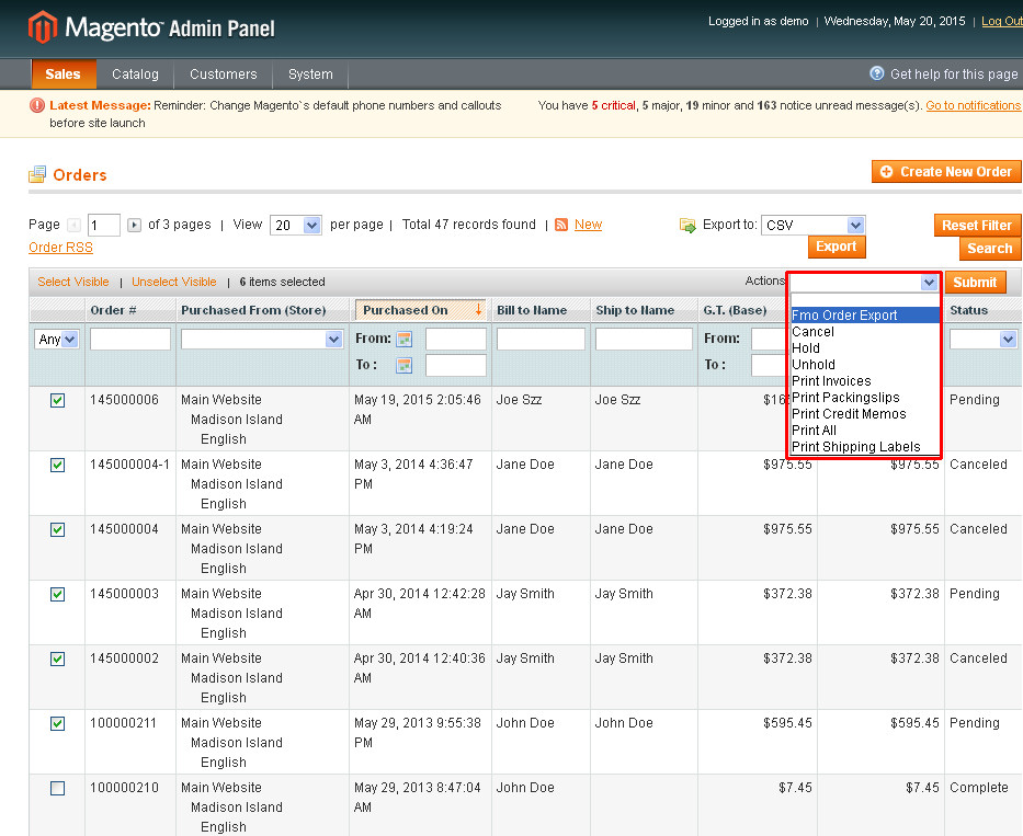 Magento Extension Export