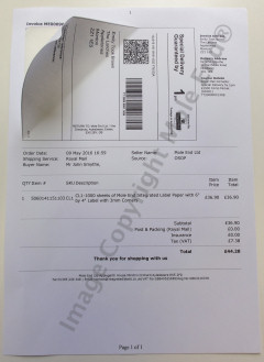 Integrated Label Invoice Paper for One Stop Order Processing (CL1) for Royal Mail, Yodel or UKMail